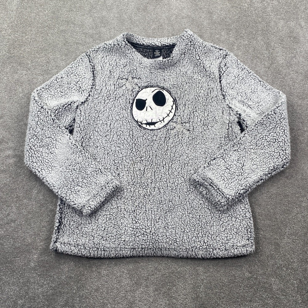 Disneys Nightmare Before Christmas Faux Fur Sherpa Sleepwear Sweater Size 4 Gray